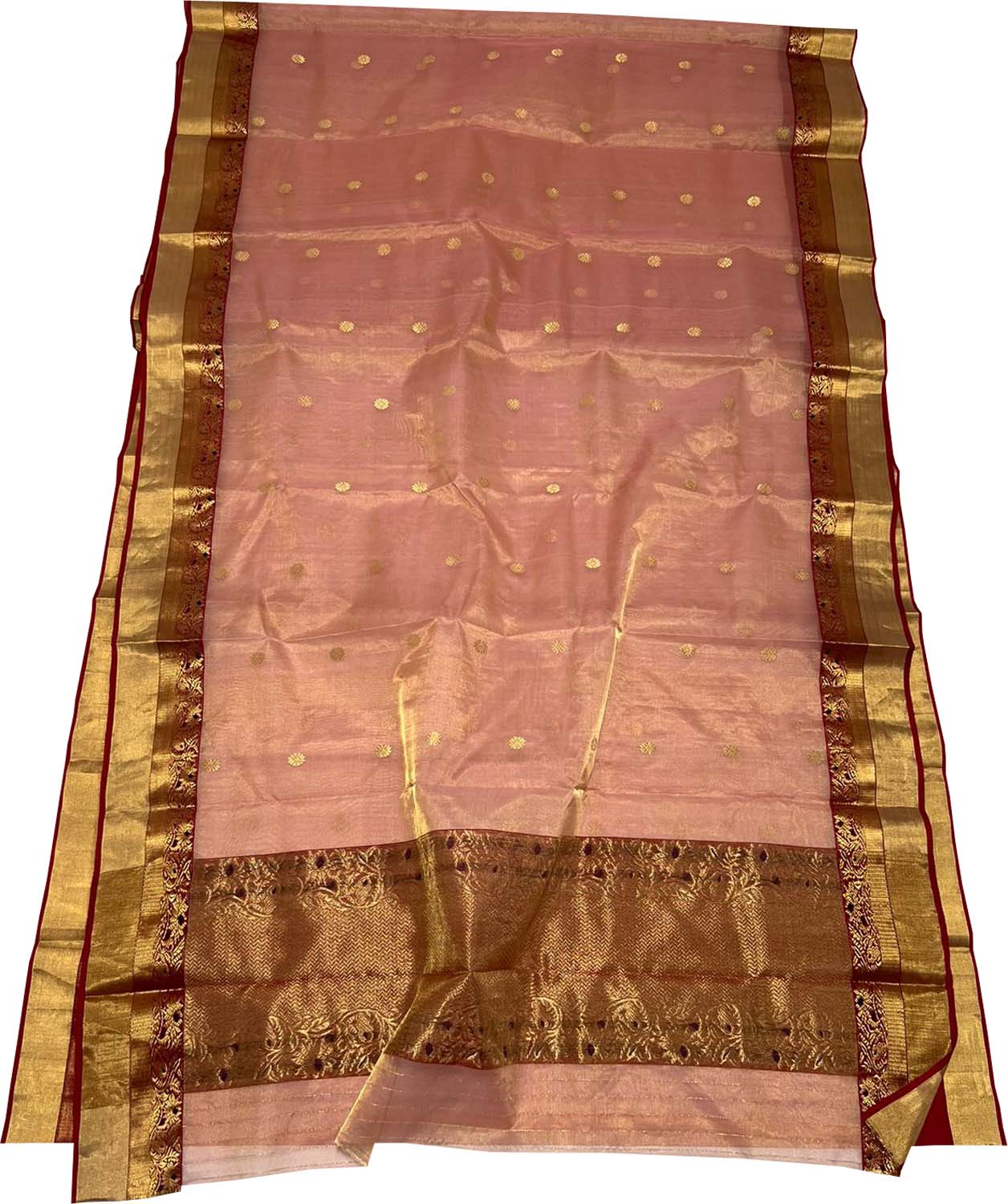 Pink Chanderi Handloom Pure Tissue Katan Silk Saree - Luxurion World