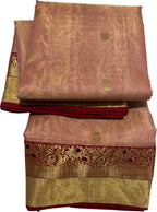 Pink Chanderi Handloom Pure Tissue Katan Silk Saree - Luxurion World