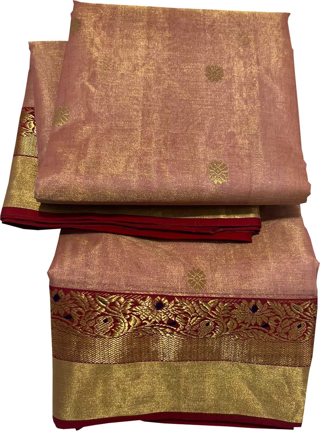 Pink Chanderi Handloom Pure Tissue Katan Silk Saree - Luxurion World