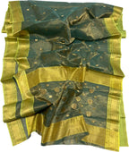 Blue Chanderi Handloom Pure Tissue Katan Silk Saree - Luxurion World