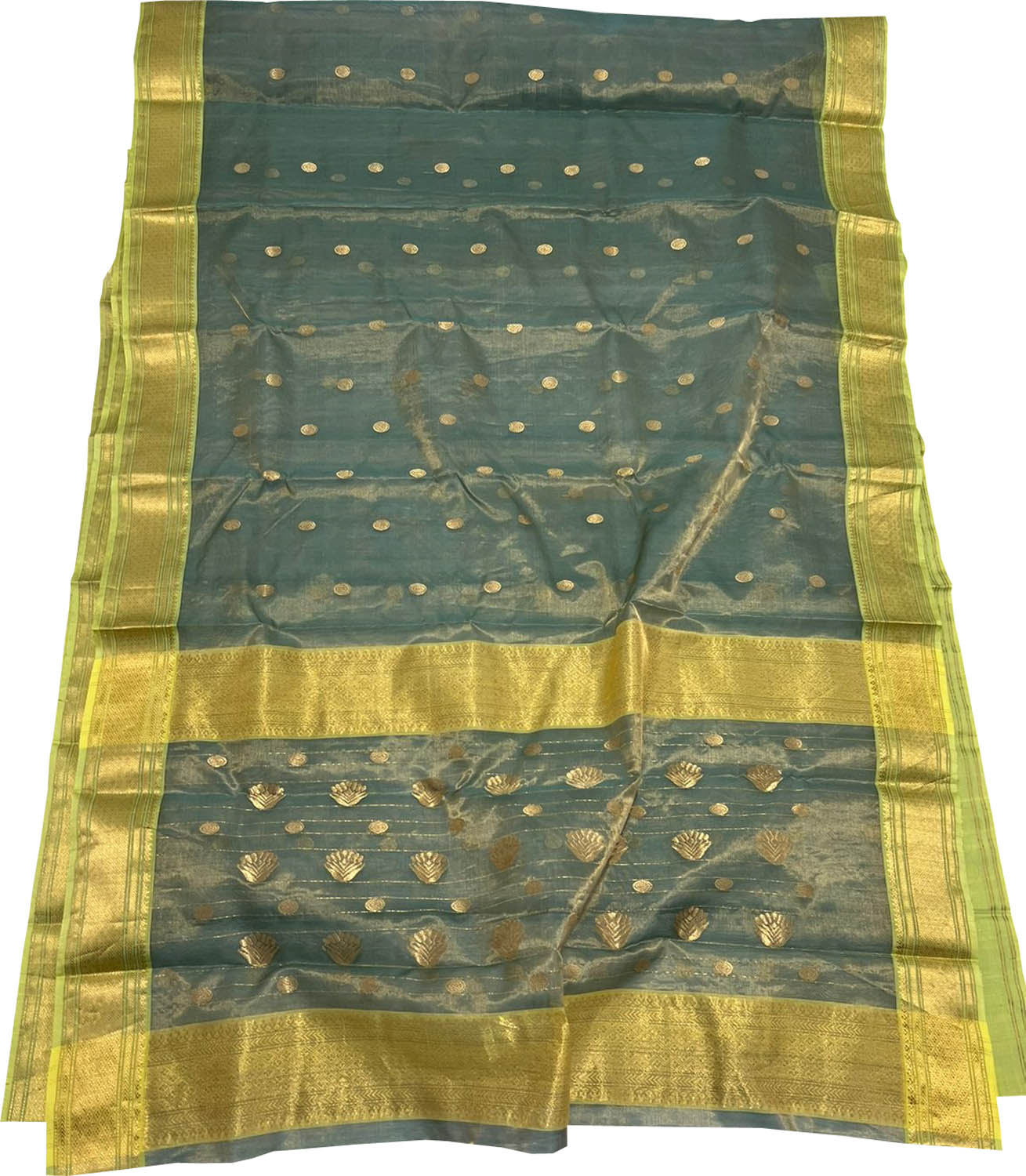 Blue Chanderi Handloom Pure Tissue Katan Silk Saree - Luxurion World