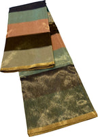 Multicolor Chanderi Handloom Pure Tissue Katan Silk Saree - Luxurion World