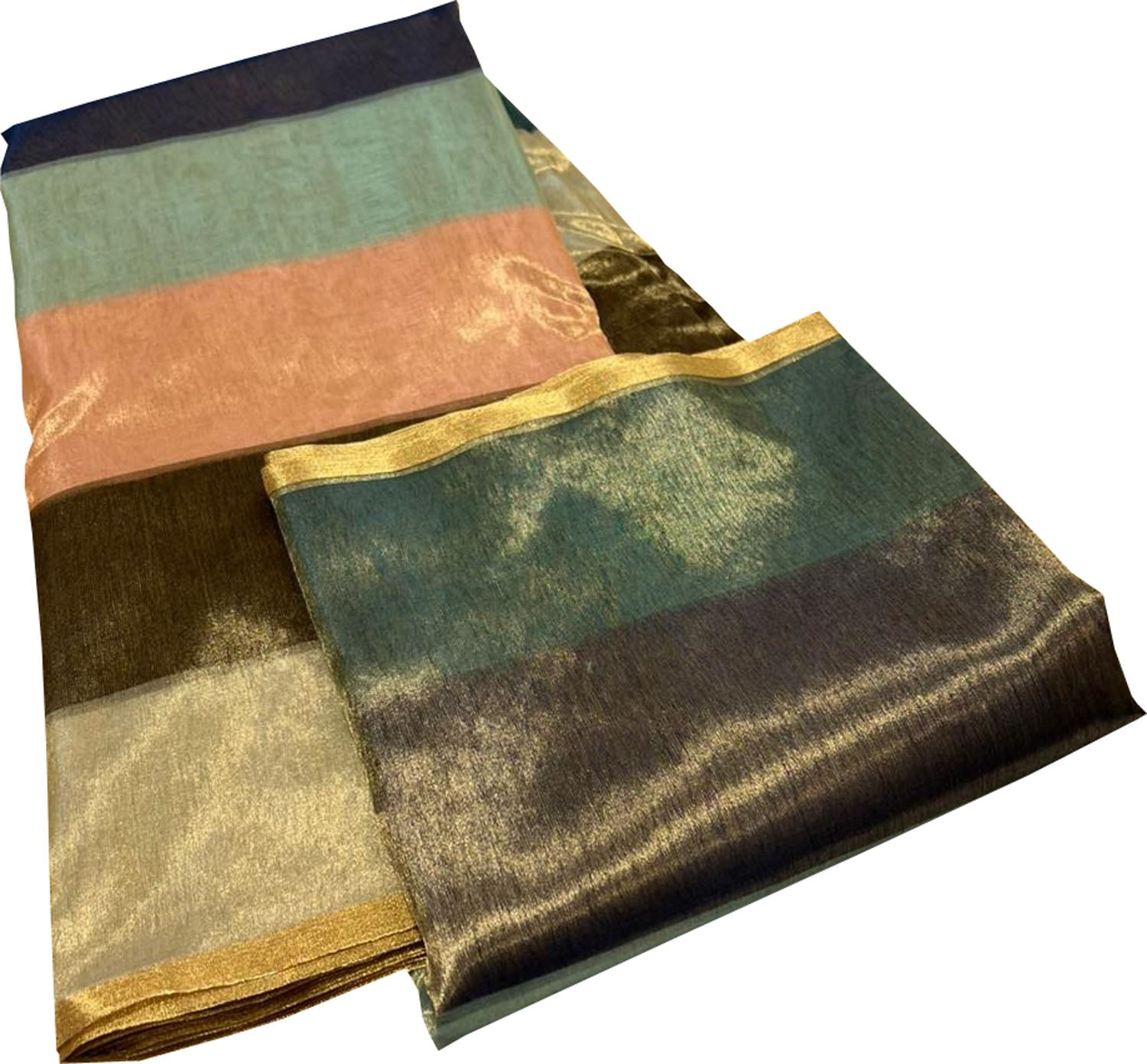 Multicolor Chanderi Handloom Pure Tissue Katan Silk Saree - Luxurion World