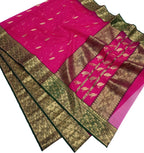 Pink Chanderi Handloom Pure Katan Silk Saree - Luxurion World