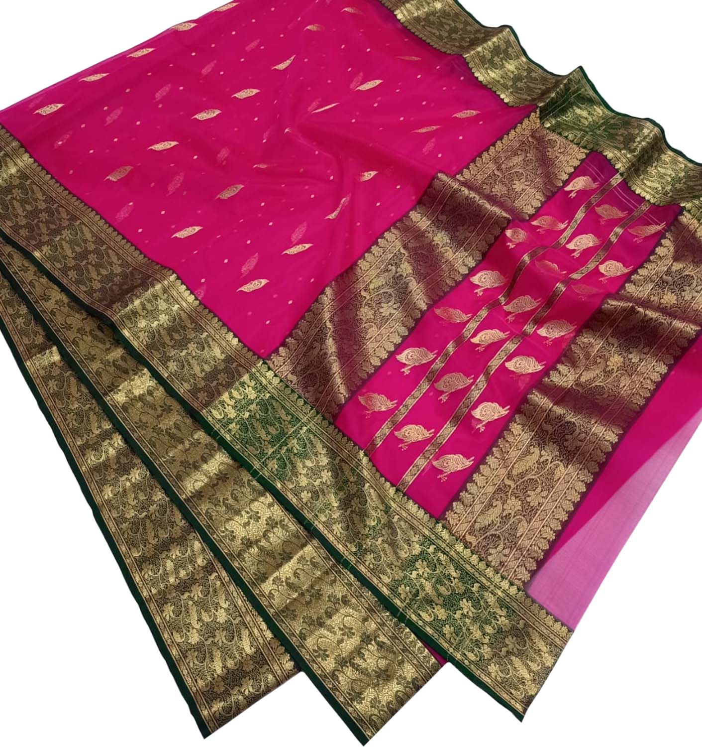 Pink Chanderi Handloom Pure Katan Silk Saree - Luxurion World