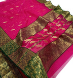 Pink Chanderi Handloom Pure Katan Silk Saree - Luxurion World