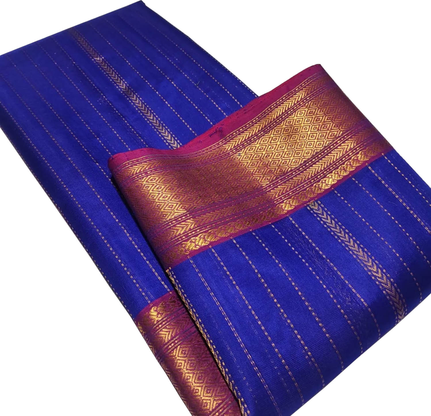 Blue Chanderi Handloom Pure Katan Silk Saree - Luxurion World