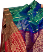 Blue Chanderi Handloom Pure Katan Silk Saree - Luxurion World