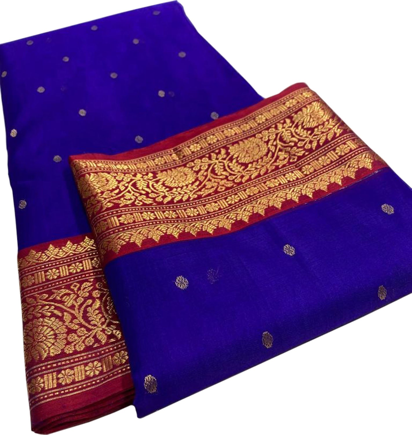 Blue Chanderi Handloom Pure Katan Silk Saree - Luxurion World