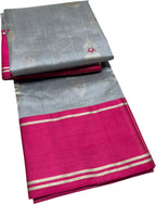 Grey Chanderi Handloom Pure Silk Saree - Luxurion World