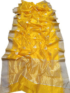 Yellow Chanderi Handloom Pure Silk Saree - Luxurion World