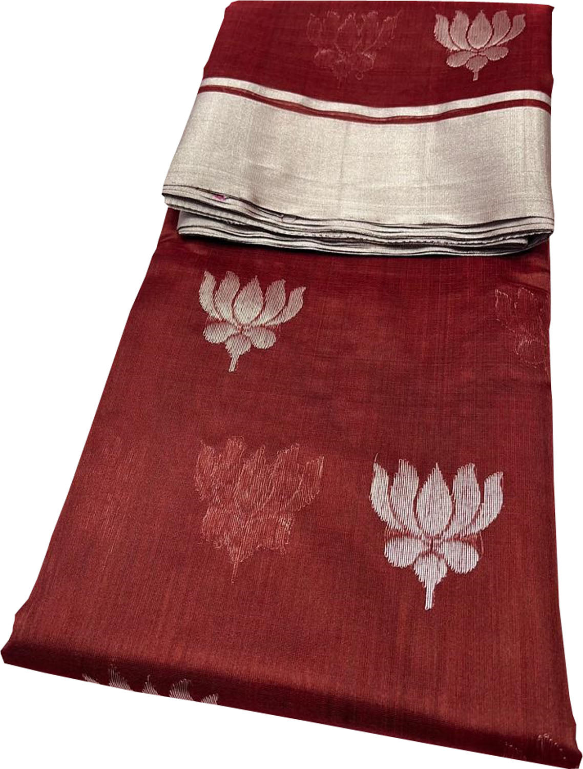 Maroon Chanderi Handloom Pure Silk Saree - Luxurion World