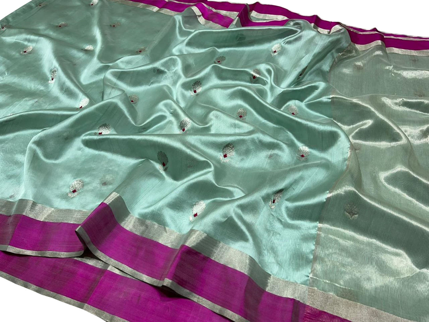 Blue Chanderi Handloom Pure Silk Saree - Luxurion World