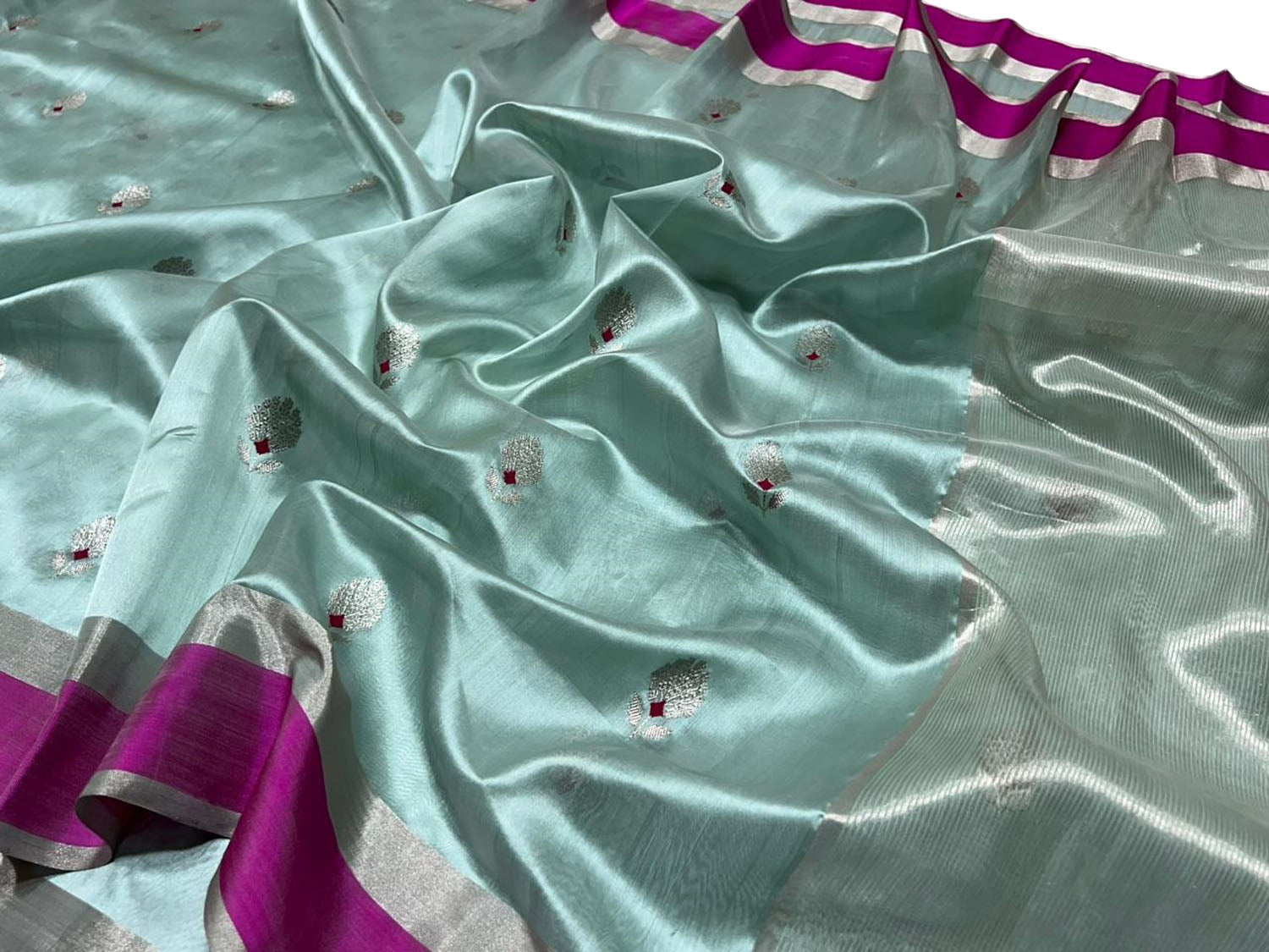 Blue Chanderi Handloom Pure Silk Saree - Luxurion World