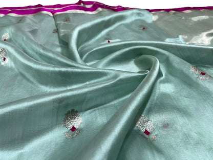 Blue Chanderi Handloom Pure Silk Saree - Luxurion World