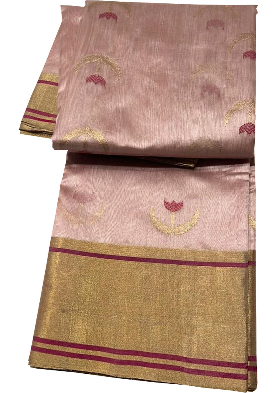 Pink Chanderi Handloom Pure Silk Saree - Luxurion World