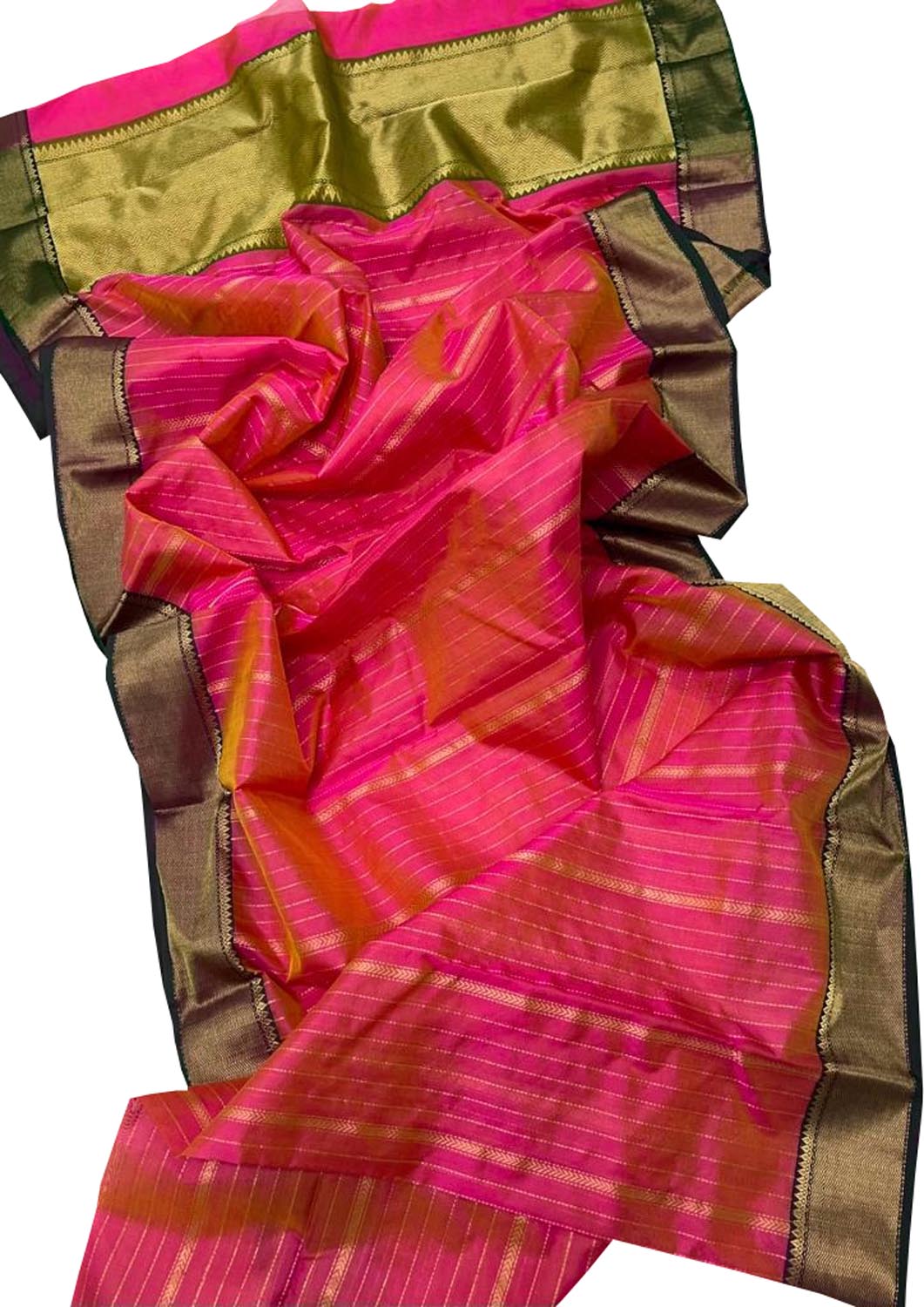 Pink Chanderi Handloom Pure Silk Saree - Luxurion World