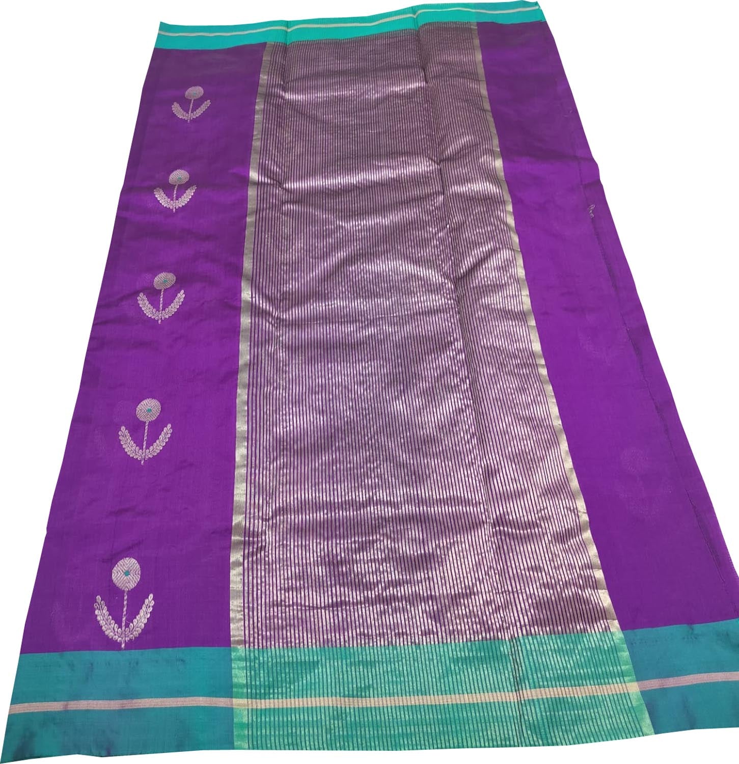 Purple Chanderi Handloom Pure Silk Saree - Luxurion World
