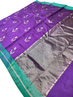 Purple Chanderi Handloom Pure Silk Saree - Luxurion World