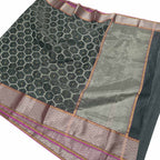 Black Chanderi Handloom Pure Silk Saree - Luxurion World