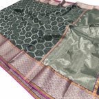 Black Chanderi Handloom Pure Silk Saree - Luxurion World