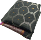 Black Chanderi Handloom Pure Silk Saree - Luxurion World