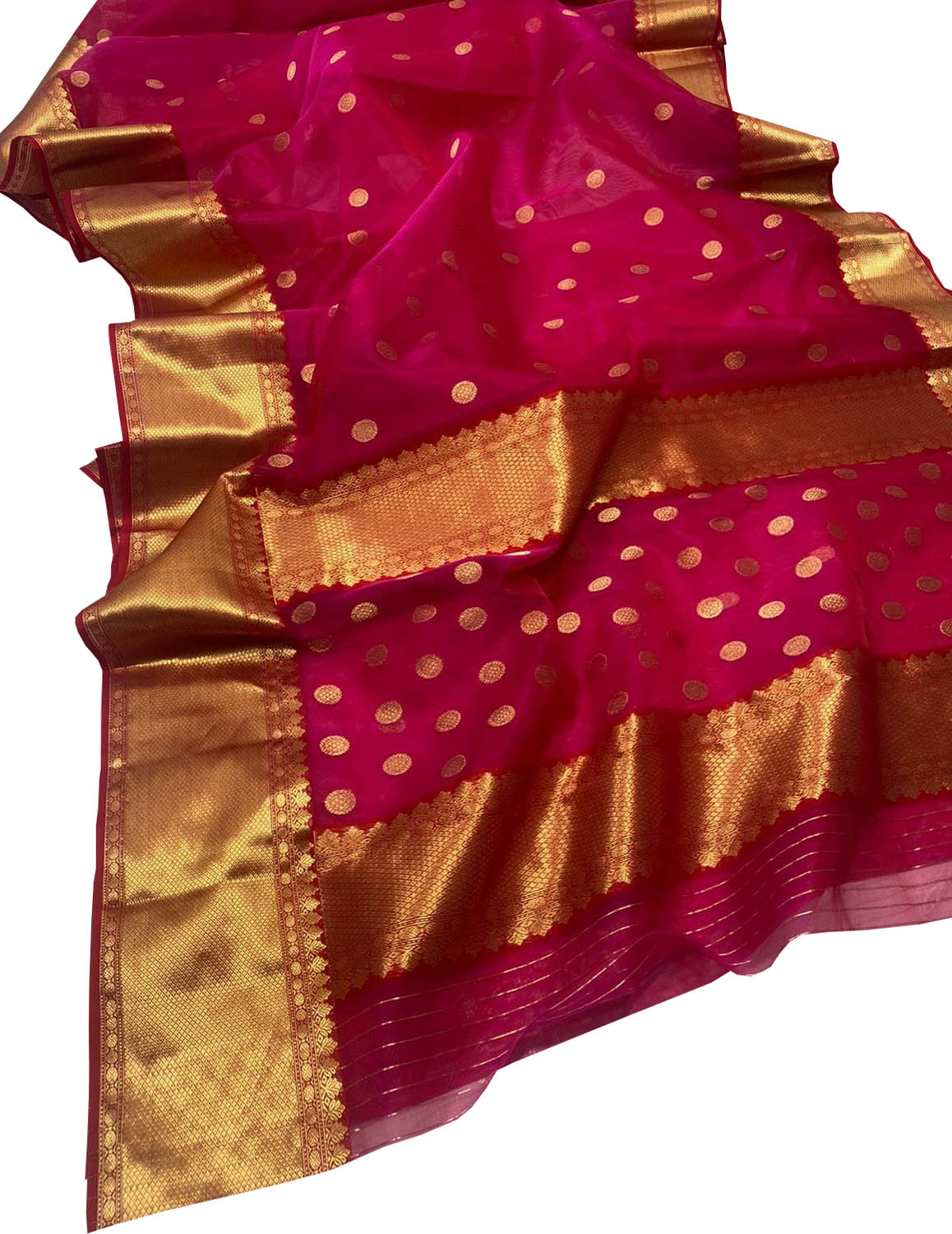 Pink Chanderi Handloom Pure Katan Silk Saree - Luxurion World