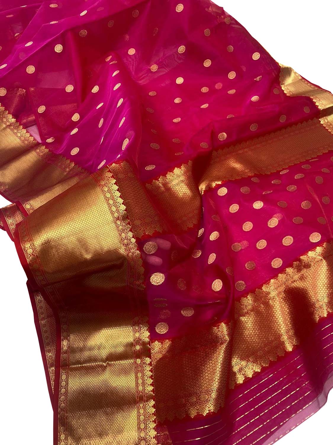 Pink Chanderi Handloom Pure Katan Silk Saree - Luxurion World