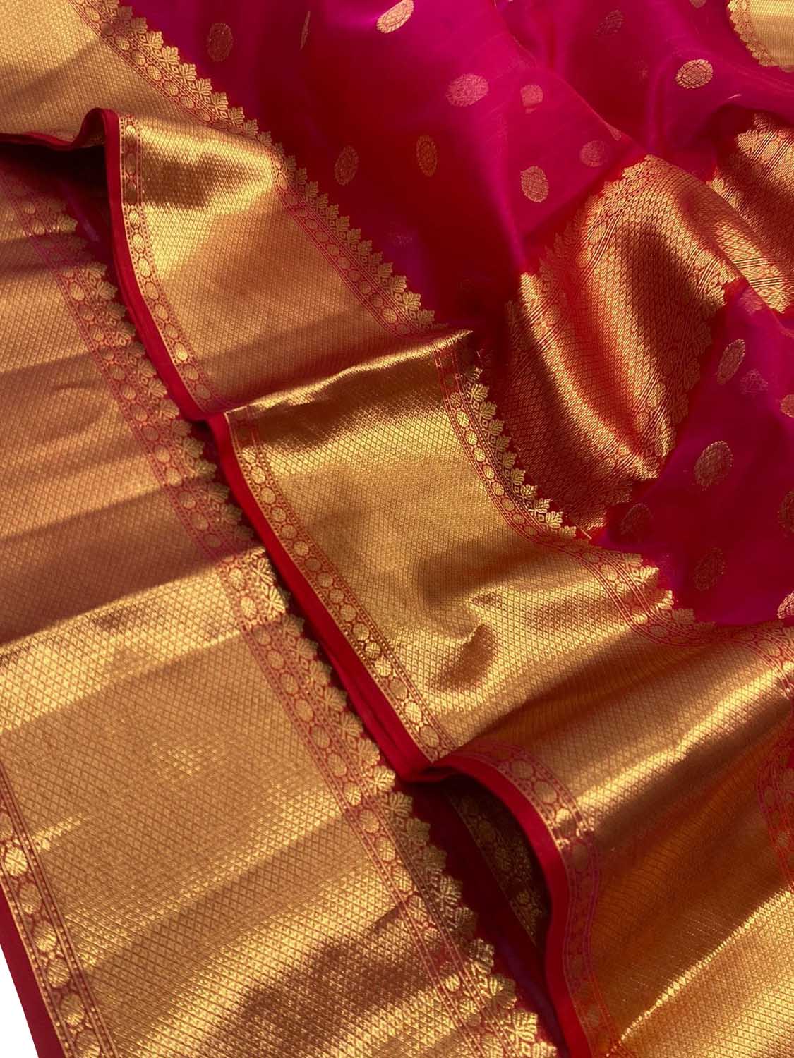Pink Chanderi Handloom Pure Katan Silk Saree - Luxurion World