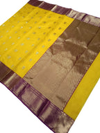 Yellow Chanderi Handloom Pure Katan Silk Saree - Luxurion World