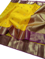 Yellow Chanderi Handloom Pure Katan Silk Saree - Luxurion World