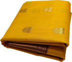 Yellow Chanderi Handloom Pure Katan Silk Saree - Luxurion World