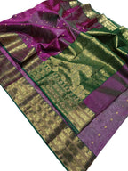Purple Chanderi Handloom Pure Katan Silk Saree - Luxurion World