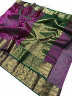 Purple Chanderi Handloom Pure Katan Silk Saree - Luxurion World