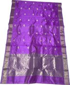 Purple Chanderi Handloom Pure Silk Saree - Luxurion World