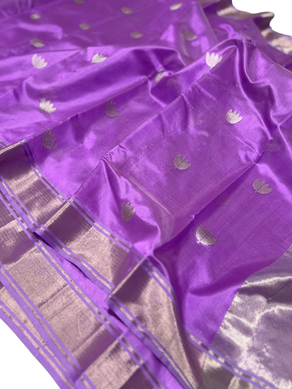 Purple Chanderi Handloom Pure Silk Saree - Luxurion World