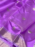 Purple Chanderi Handloom Pure Silk Saree - Luxurion World