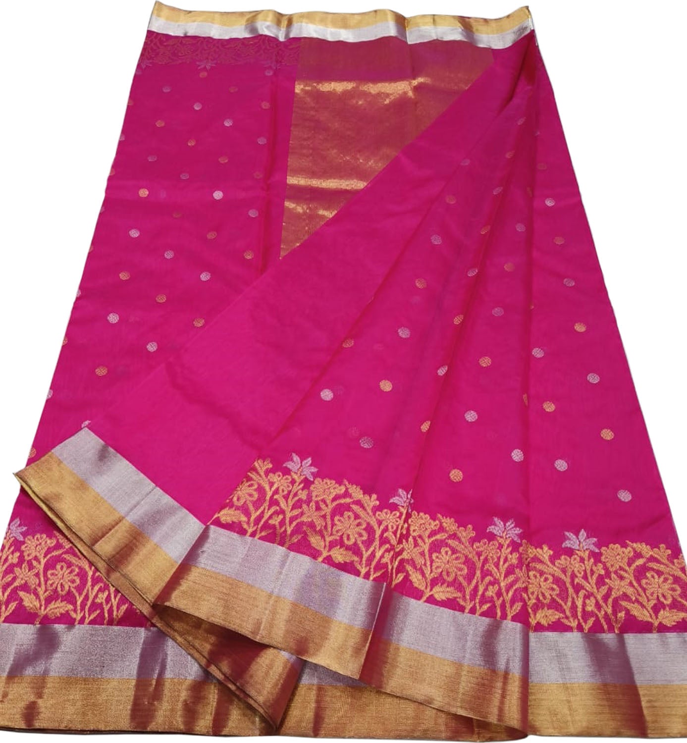 Pink Chanderi Handloom Pure Silk Saree - Luxurion World