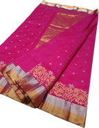 Pink Chanderi Handloom Pure Silk Saree - Luxurion World