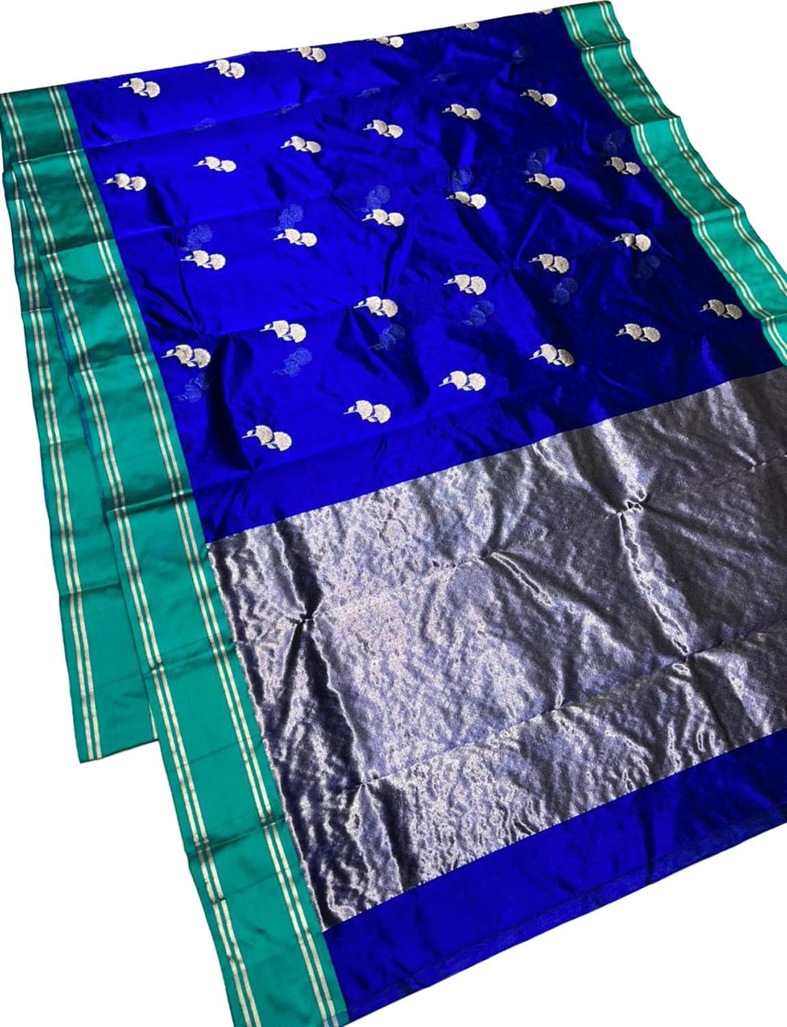 Blue Chanderi Handloom Pure Silk Saree - Luxurion World