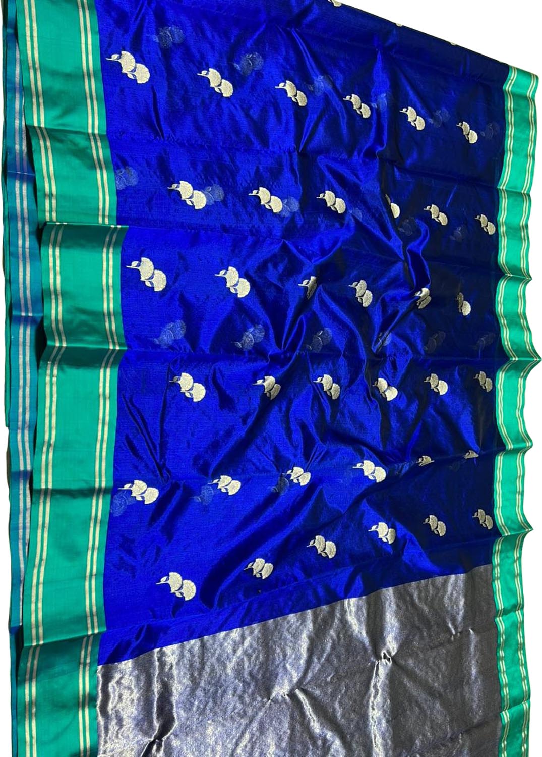 Blue Chanderi Handloom Pure Silk Saree - Luxurion World