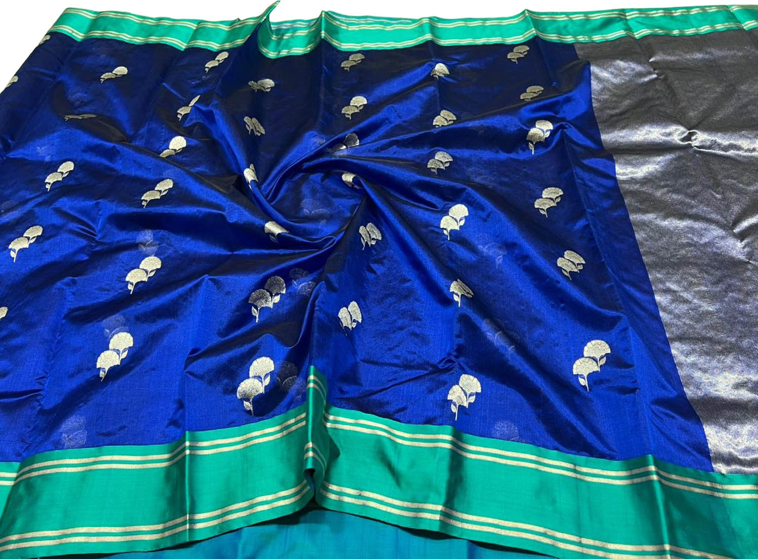 Blue Chanderi Handloom Pure Silk Saree - Luxurion World