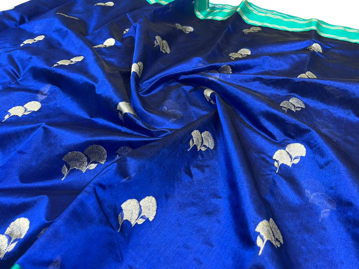 Blue Chanderi Handloom Pure Silk Saree - Luxurion World