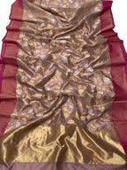 Pastel Chanderi Handloom Pure Silk Sona Roopa Flower And Animal Design Saree - Luxurion World
