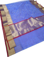 Purple Chanderi Handloom Pure Katan Silk Saree - Luxurion World