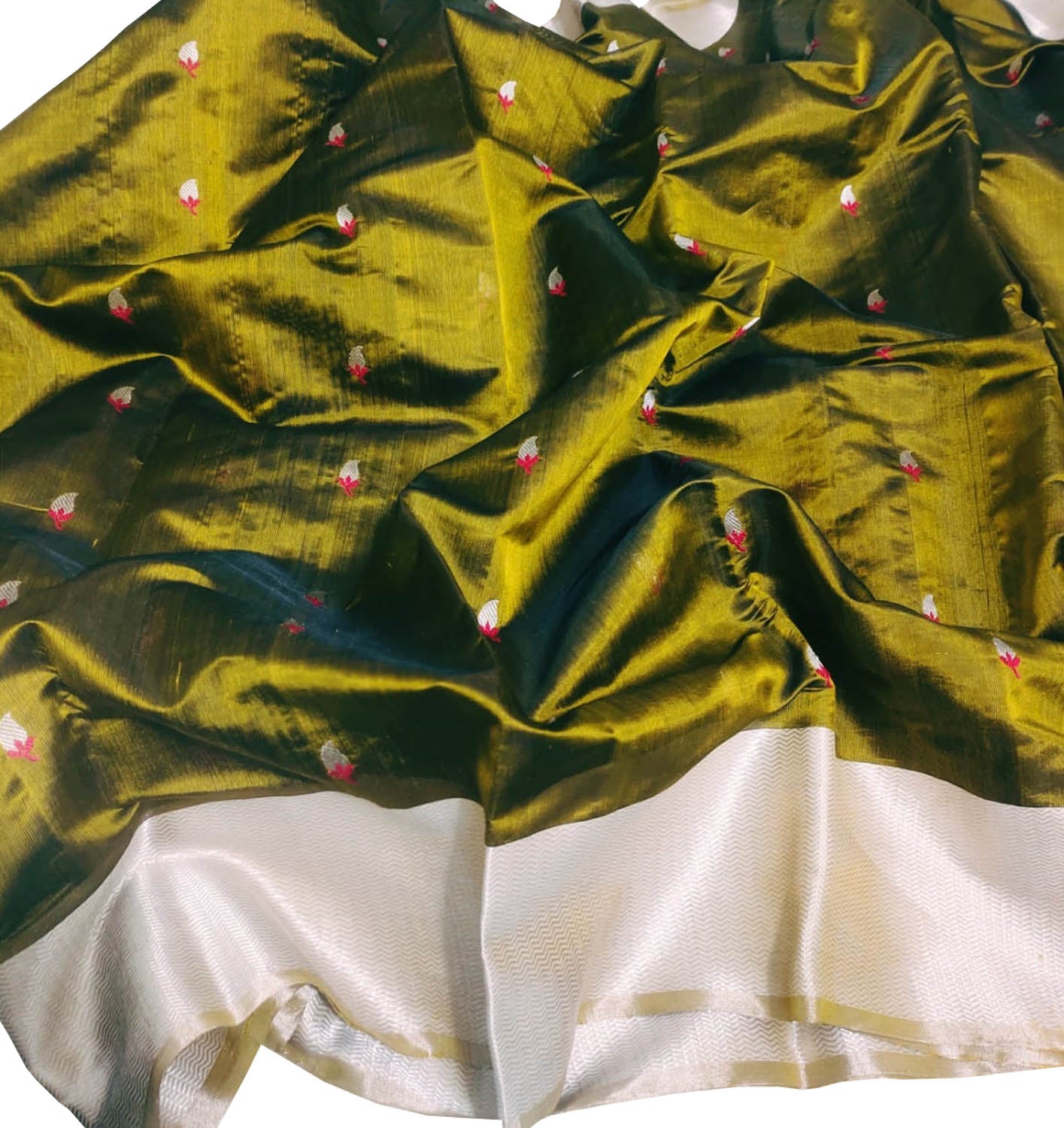 Green Chanderi Handloom Pure Silk Saree - Luxurion World
