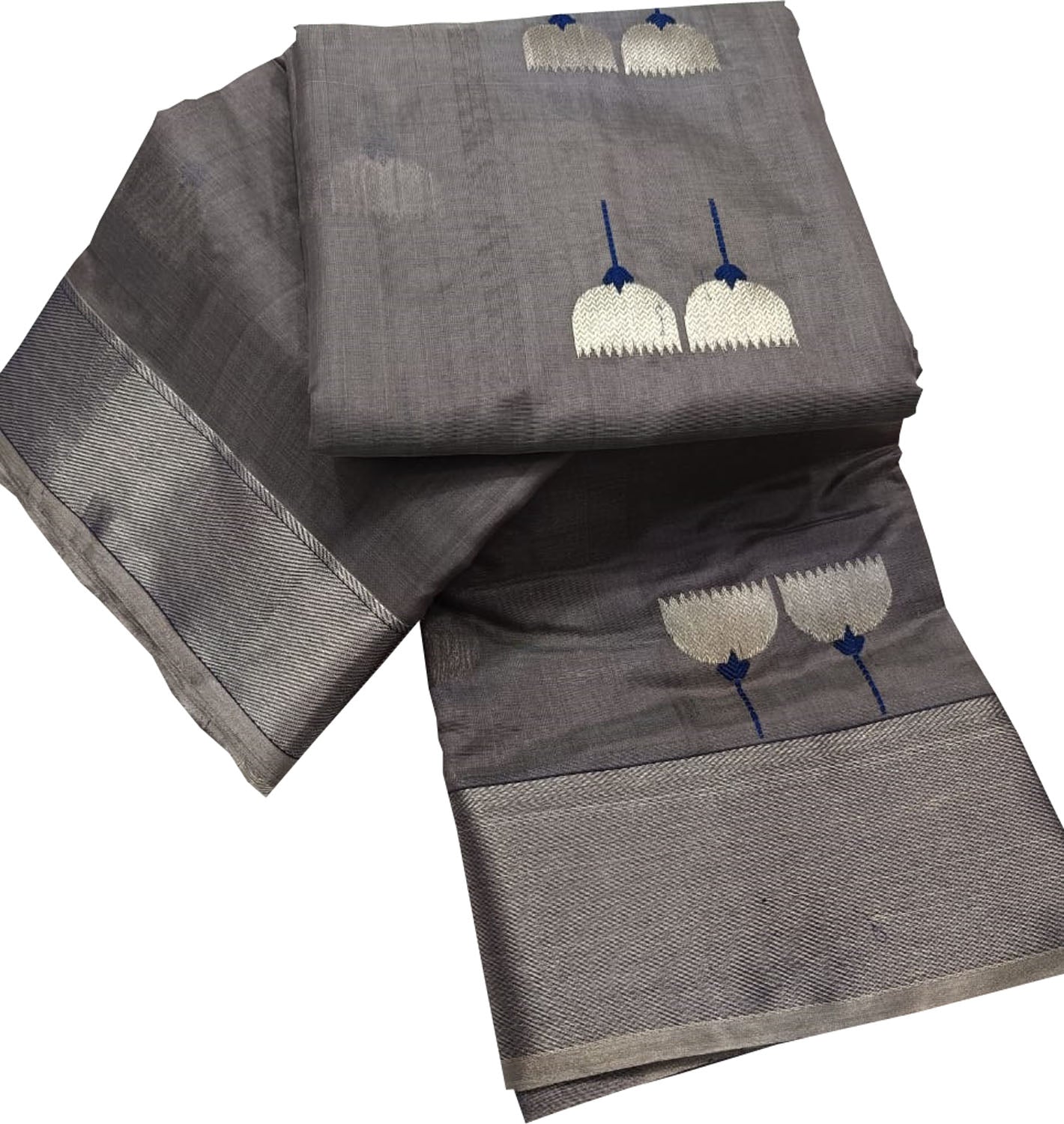 Grey Chanderi Handloom Pure Silk Saree - Luxurion World