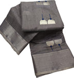 Grey Chanderi Handloom Pure Silk Saree - Luxurion World