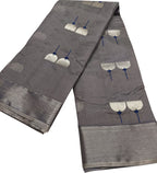 Grey Chanderi Handloom Pure Silk Saree - Luxurion World