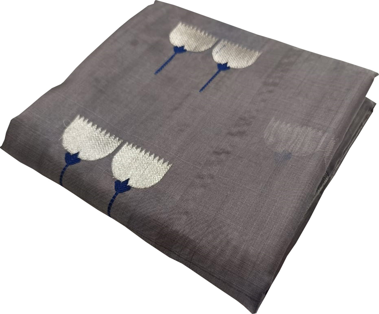 Grey Chanderi Handloom Pure Silk Saree - Luxurion World